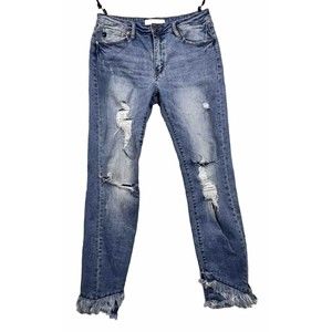 Kancan Jeans Women Size 11/29 Low Rise Ankle Skinny Blue KC6204M Split Ankle